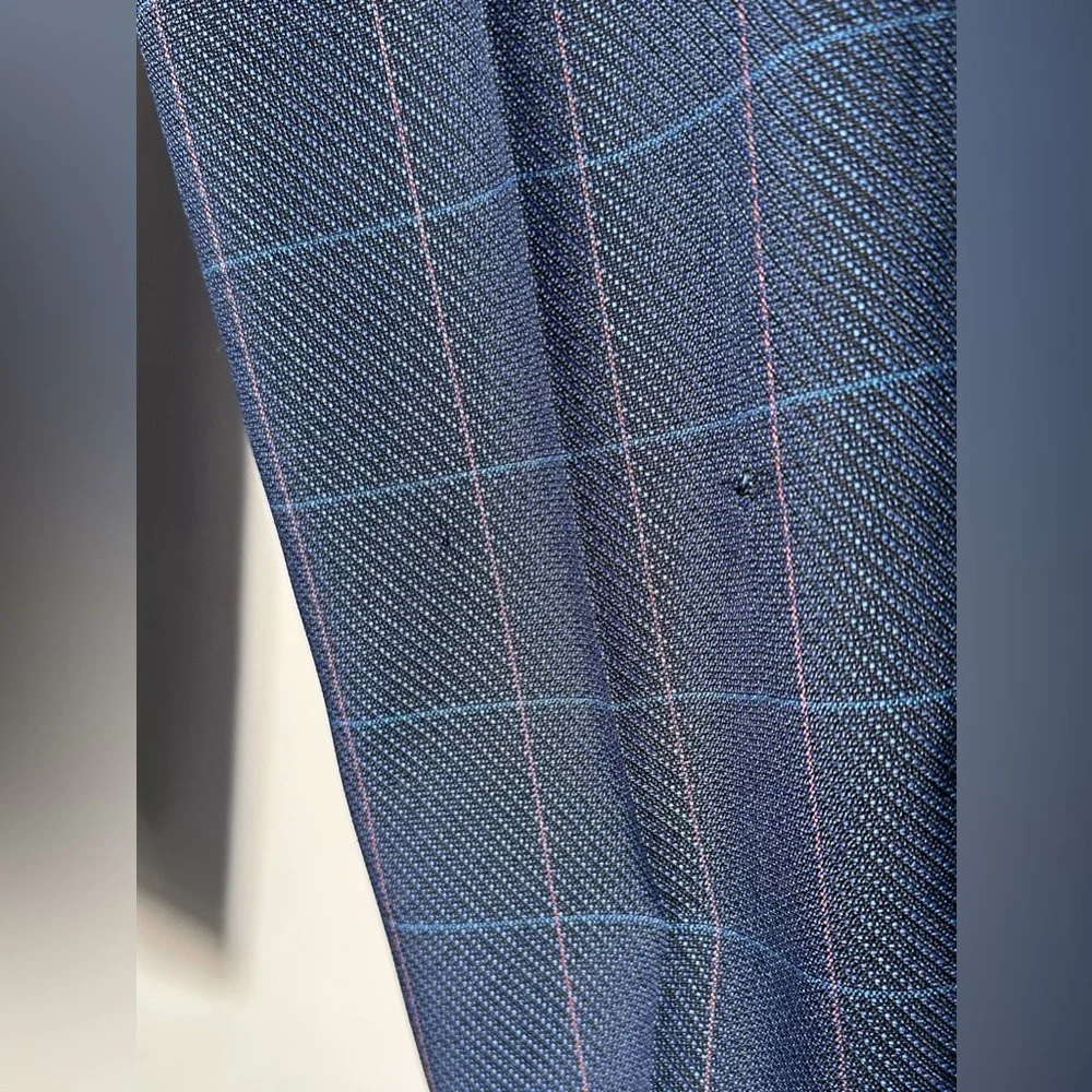 Boys English Laundry Navy & Orange Checkered Suit - Blazer & Pants